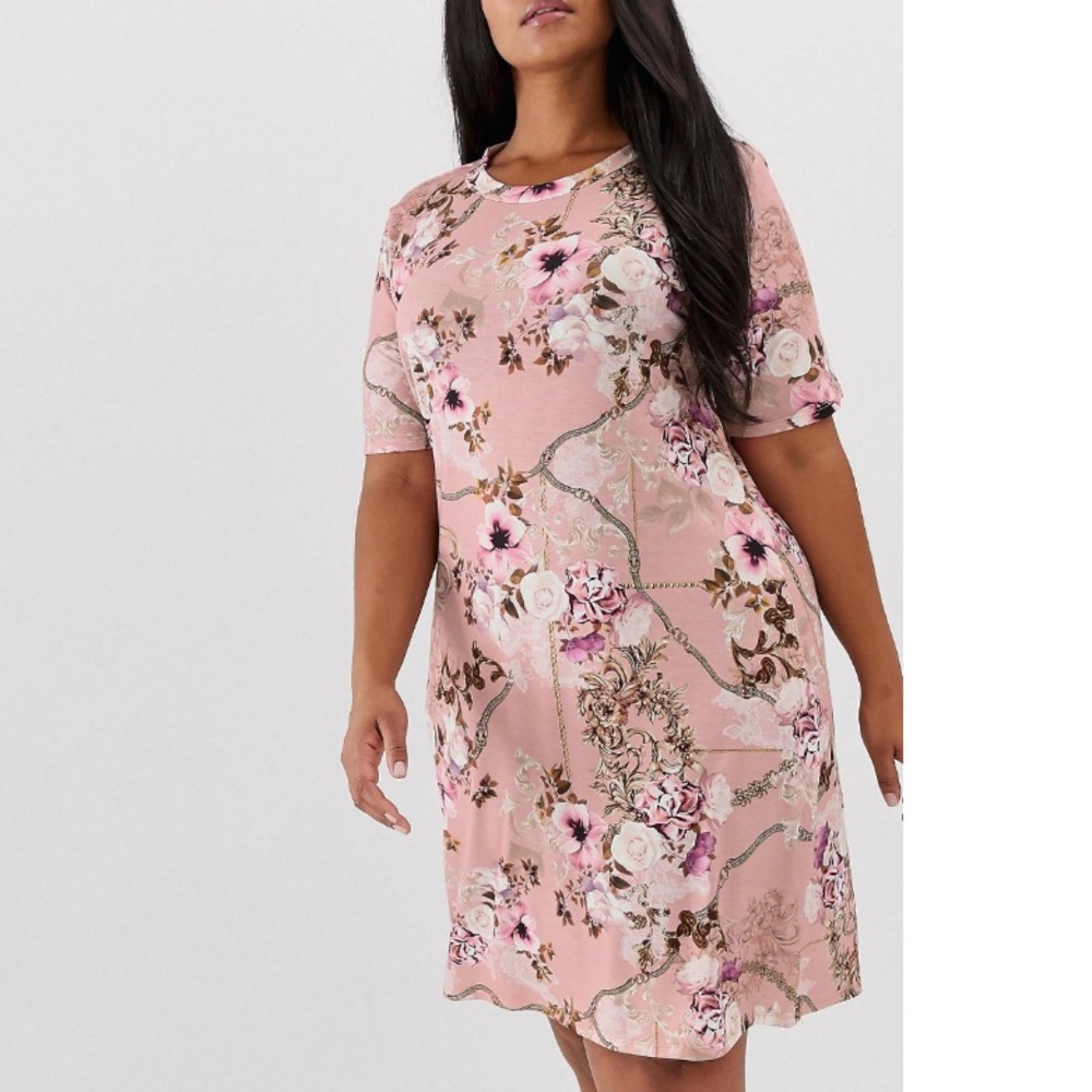 Pink Clove t-shirt dress in luxe print size 18